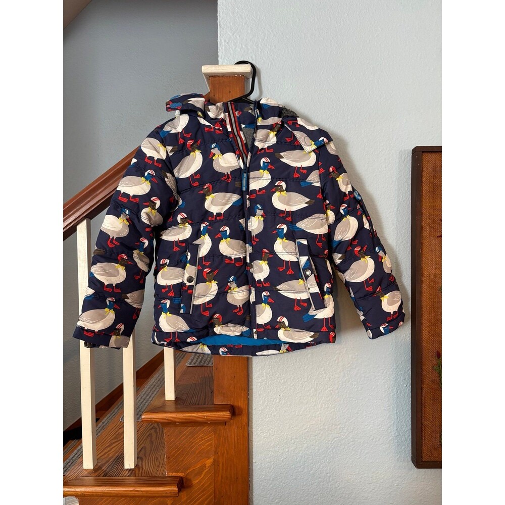 Mini Boden 140 9/10 football helmet duck winter jacket coat parka bird